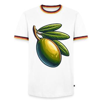 Olivie stilisiert für individuelles Nähen - Männer Kontrast-T-Shirt - Weiß/Dreifarbig - Vorne - AI Model Female 172 light (172cm) & AI Model Male 185 light (185cm)