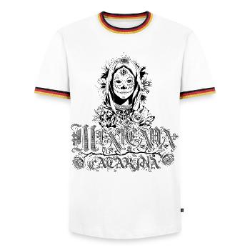Mexicana Catarina black - Männer Kontrast-T-Shirt - Weiß/Dreifarbig - Vorne - AI Model Female 172 light (172cm) & AI Model Male 185 light (185cm)