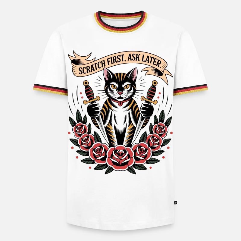 Scratch First Cat - Men's Ringer Shirt - white/tricolour