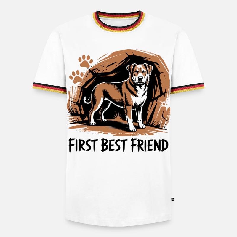 Erster bester Freund - Männer Kontrast-T-Shirt - Weiß/Dreifarbig