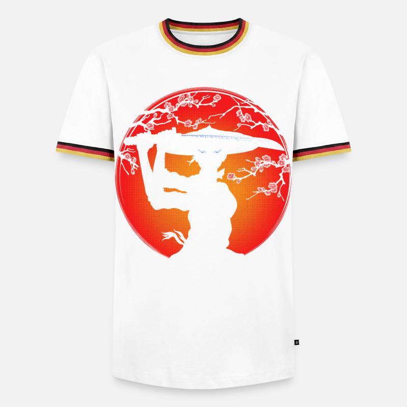 Samurai-Mädchen - Männer Kontrast-T-Shirt - Weiß/Dreifarbig