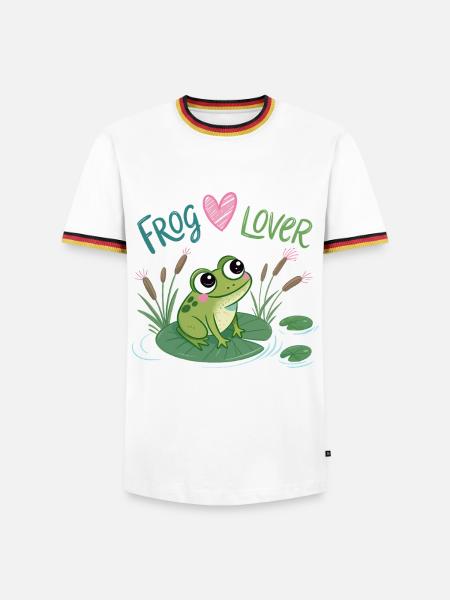 Frog in Love on Water Lily - Men's Ringer Shirt - white/tricolour
