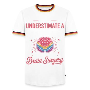 Strength of Women Brain Surgery Motif - Men's Ringer Shirt - white/tricolour - Front - AI Model Female 172 light (172cm) & AI Model Male 185 light (185cm)