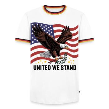 Adler und Flagge - Männer Kontrast-T-Shirt - Weiß/Dreifarbig - Vorne - AI Model Female 172 light (172cm) & AI Model Male 185 light (185cm)