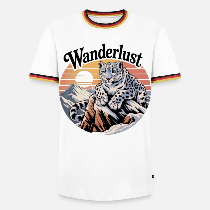 Snow Leopard on Mountain Sunset - Men's Ringer Shirt - white/tricolour
