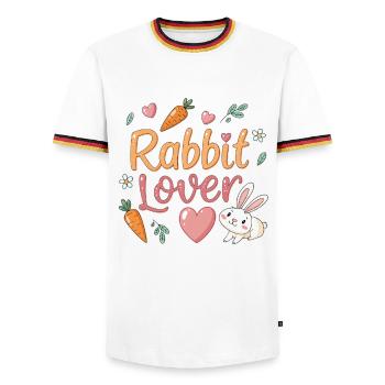 Rabbit and carrot love gift - Men's Ringer Shirt - white/tricolour - Front - AI Model Female 172 light (172cm) & AI Model Male 185 light (185cm)