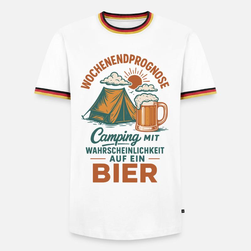 Wochenendprognose Camping Mit Bier - Männer Kontrast-T-Shirt - Weiß/Dreifarbig