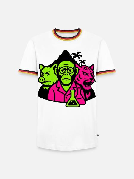 Île étrange - T-shirt contrasté Homme - blanc/tricolore