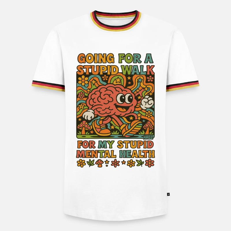 Stupid Walking Brain Retro Psychedelic  - Men's Ringer Shirt - white/tricolour