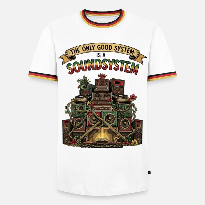 Sound System Collage Dub Reggae - Männer Kontrast-T-Shirt - Weiß/Dreifarbig