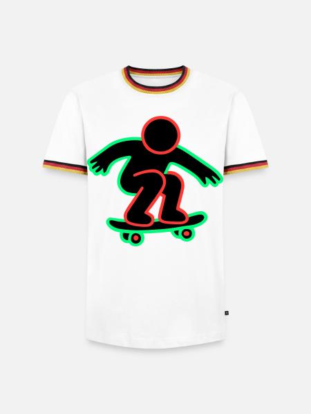 Neon Skateboarder Line Art - Men's Ringer Shirt - white/tricolour
