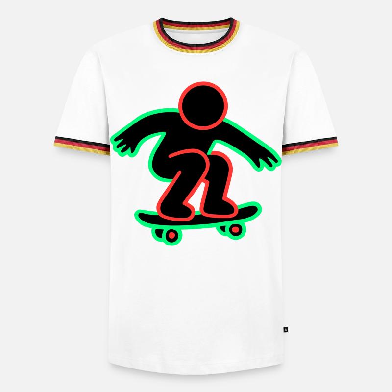Neon Skateboarder Linienkunst - Männer Kontrast-T-Shirt - Weiß/Dreifarbig
