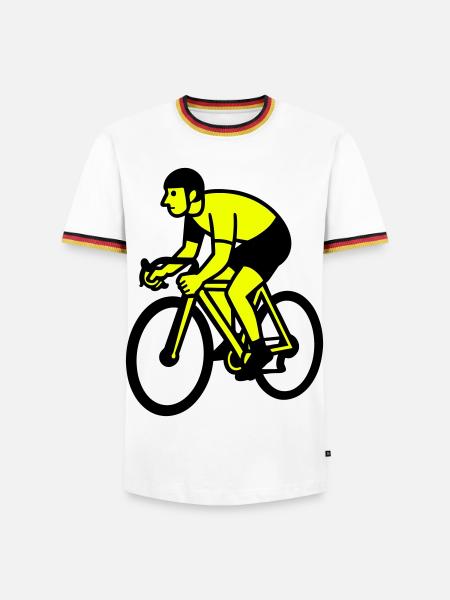 Neonrad Silhouette Radfahrer - Männer Kontrast-T-Shirt - Weiß/Dreifarbig