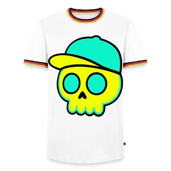 Casquette fluo Streetwear - T-shirt contrasté Homme - blanc/tricolore - Devant - AI Model Female 172 light (172cm) & AI Model Male 185 light (185cm)