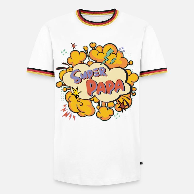 Super Papa Comic Explosion - Männer Kontrast-T-Shirt - Weiß/Dreifarbig