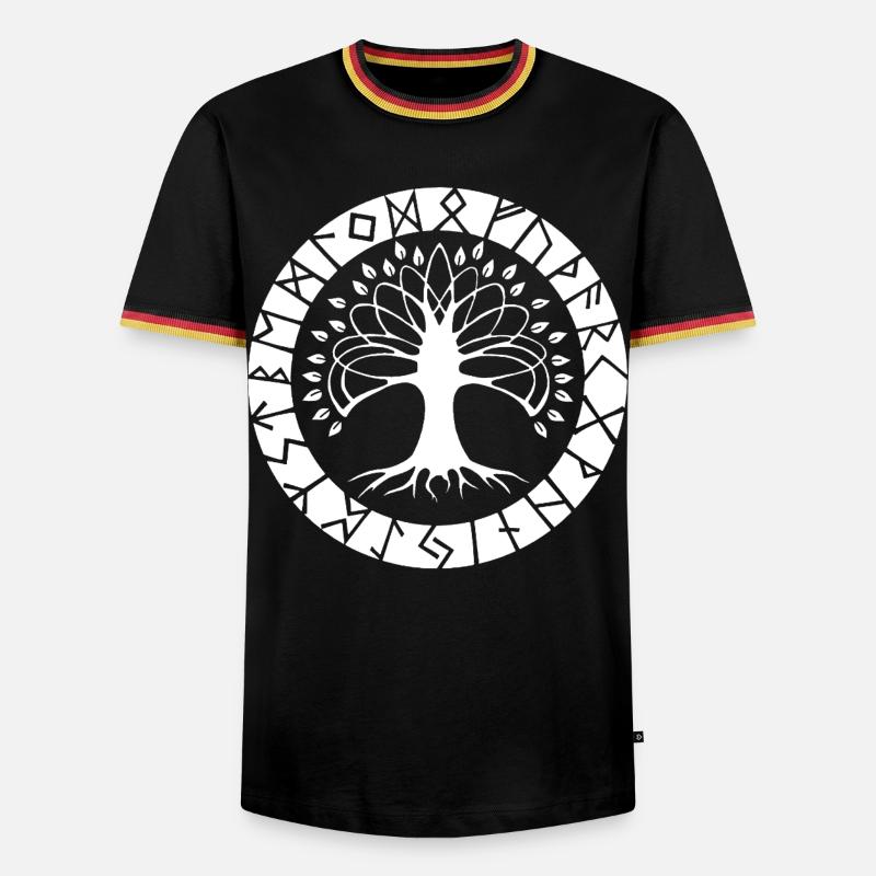 White Runic Tree - Men's Ringer Shirt - black/tricolour