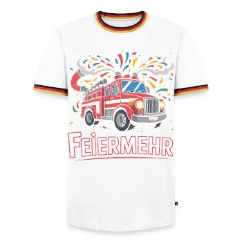Chemise de pompier Celebrationmore – Funny Party Design - T-shirt contrasté Homme - blanc/tricolore - Devant - AI Model Female 172 light (172cm) & AI Model Male 185 light (185cm)