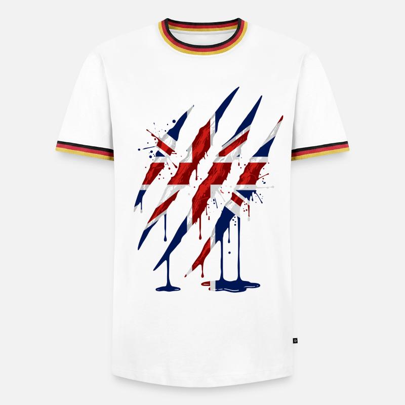 Union Jack Claw Scratch Mark - Men's Ringer Shirt - white/tricolour