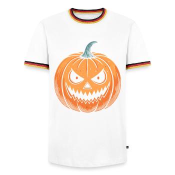 Kürbis schnappen Halloween - Männer Kontrast-T-Shirt - Weiß/Dreifarbig - Vorne - AI Model Female 172 light (172cm) & AI Model Male 185 light (185cm)