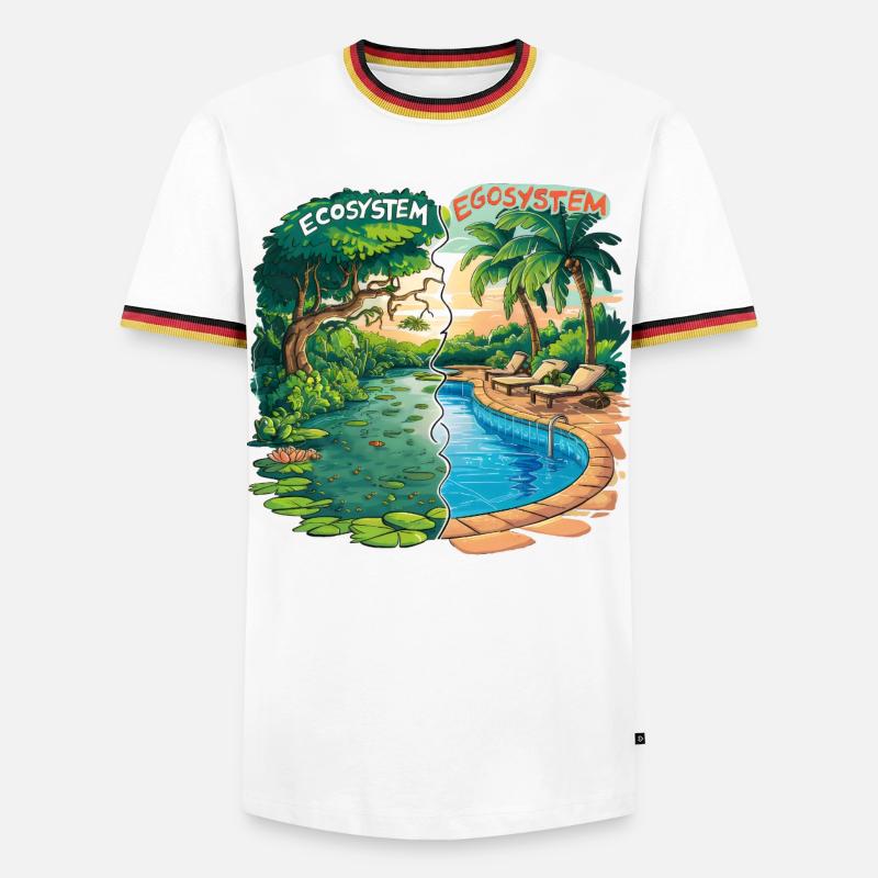 Ecosystem vs Egosystem Eco-Friendly Message - Men's Ringer Shirt - white/tricolour