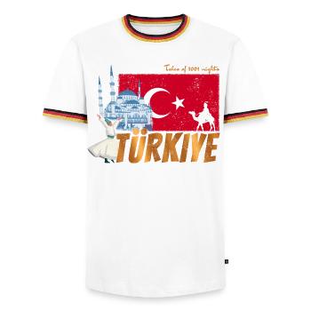 Türkiye Istanbul Vintage Fahne Türkei Sovenir - Männer Kontrast-T-Shirt - Weiß/Dreifarbig - Vorne - AI Model Female 172 light (172cm) & AI Model Male 185 light (185cm)
