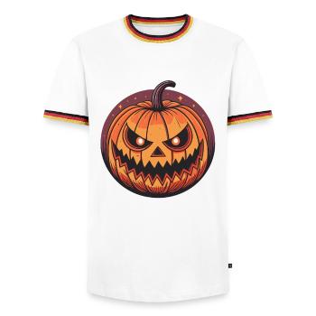 Scary Jack O Lantern Pumpkin - Men's Ringer Shirt - white/tricolour - Front - AI Model Female 172 light (172cm) & AI Model Male 185 light (185cm)
