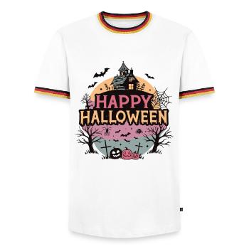 Haunted House Happy Halloween - Men's Ringer Shirt - white/tricolour - Front - AI Model Female 172 light (172cm) & AI Model Male 185 light (185cm)