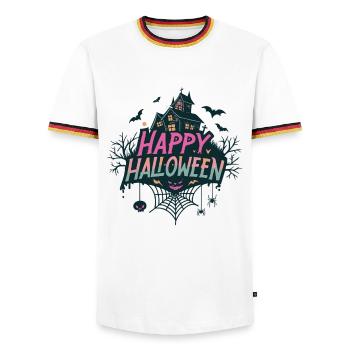 Happy Halloween Haunted House - Men's Ringer Shirt - white/tricolour - Front - AI Model Female 172 light (172cm) & AI Model Male 185 light (185cm)