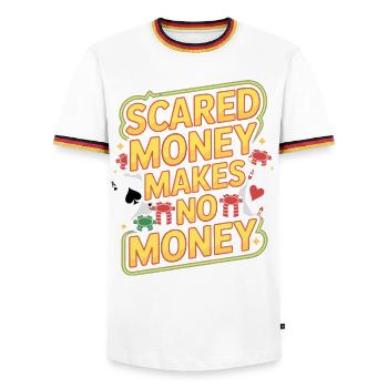 Makes No Money Gambling Casino Gambler - Men's Ringer Shirt - white/tricolour - Front - AI Model Female 172 light (172cm) & AI Model Male 185 light (185cm)