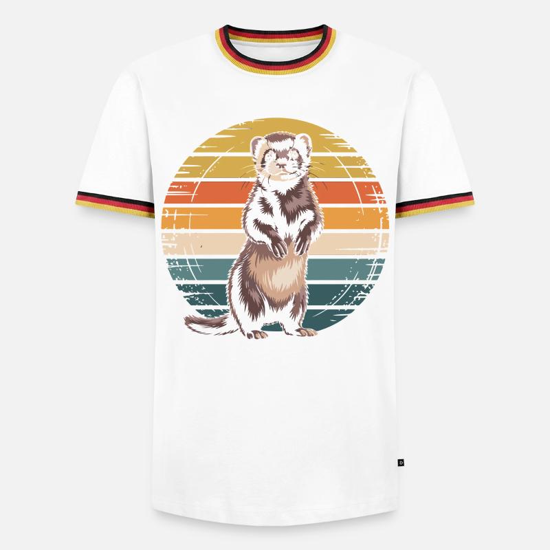 Frettchen - Männer Kontrast-T-Shirt - Weiß/Dreifarbig