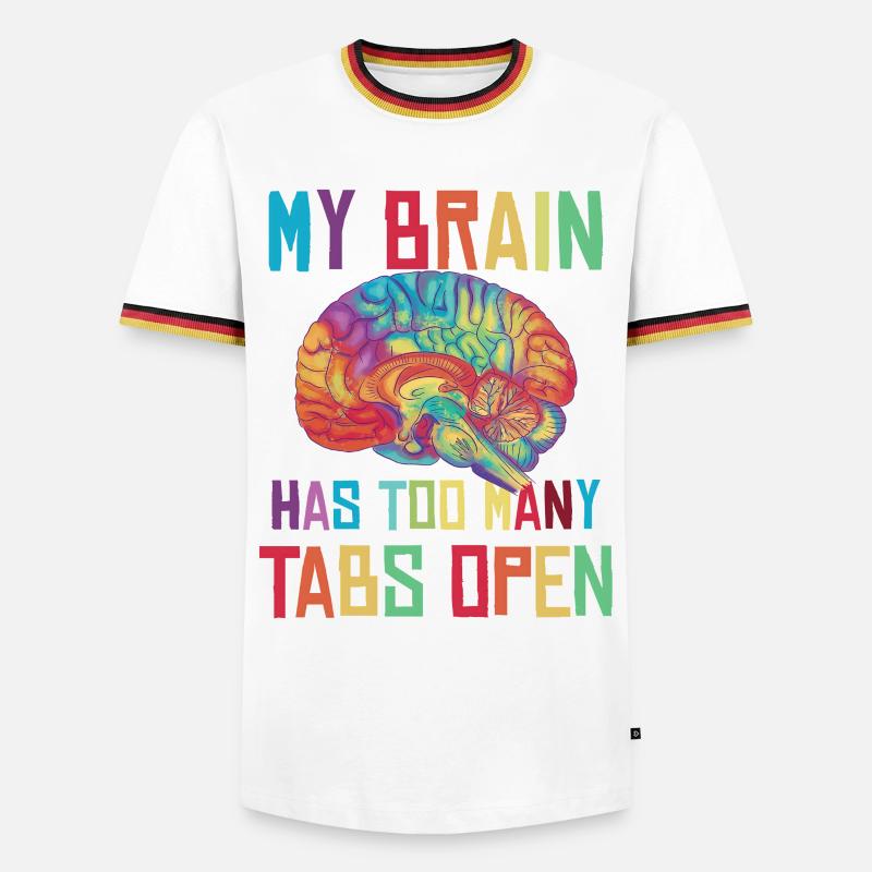 Brain: Too many tabs open - Men's Ringer Shirt - white/tricolour