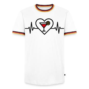 Cocktail Cœur Apéritif Boisson - T-shirt contrasté Homme - blanc/tricolore - Devant - AI Model Female 172 light (172cm) & AI Model Male 185 light (185cm)