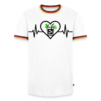 Mojito Heart Aperitif Cocktail - Men's Ringer Shirt - white/tricolour - Front - AI Model Female 172 light (172cm) & AI Model Male 185 light (185cm)