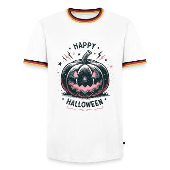 Pumpkin Jack-o-Glow Halloween - Men's Ringer Shirt - white/tricolour - Front - AI Model Female 172 light (172cm) & AI Model Male 185 light (185cm)