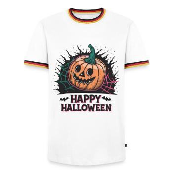 Citrouille Souriante Halloween - T-shirt contrasté Homme - blanc/tricolore - Devant - AI Model Female 172 light (172cm) & AI Model Male 185 light (185cm)