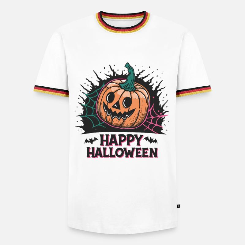 Smiling Pumpkin Halloween - Men's Ringer Shirt - white/tricolour