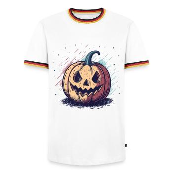 Pumpkin jackolantern chart - Men's Ringer Shirt - white/tricolour - Front - AI Model Female 172 light (172cm) & AI Model Male 185 light (185cm)