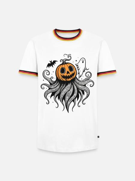 Monster Pumpkin Octopus Ghost Halloween - Men's Ringer Shirt - white/tricolour