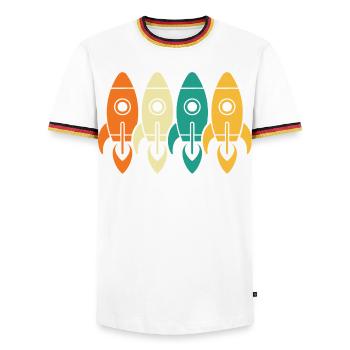 fusées vintage exploration spatiale ingénieur cadeau - T-shirt contrasté Homme - blanc/tricolore - Devant - AI Model Female 172 light (172cm) & AI Model Male 185 light (185cm)