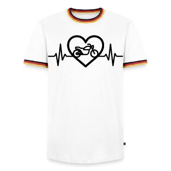 Motorcycle Heart Biker Passion - Men's Ringer Shirt - white/tricolour - Front - AI Model Female 172 light (172cm) & AI Model Male 185 light (185cm)