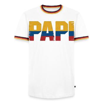Daddy Colombia Flag – Gift for - Men's Ringer Shirt - white/tricolour - Front - AI Model Female 172 light (172cm) & AI Model Male 185 light (185cm)