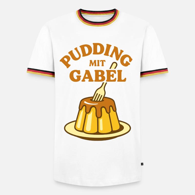 Pudding mit Gabel - Männer Kontrast-T-Shirt - Weiß/Dreifarbig