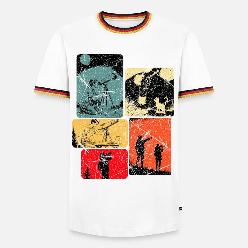 Solar System, Telescope, Stargazing - Men's Ringer Shirt - white/tricolour
