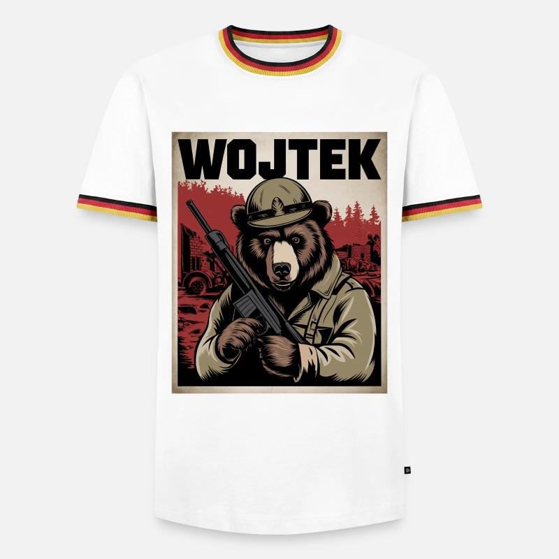 Wojtek Der Kriegsheld Bär - Männer Kontrast-T-Shirt - Weiß/Dreifarbig