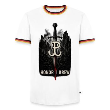 Honor i Krew Art de la résistance polonaise - T-shirt contrasté Homme - blanc/tricolore - Devant - AI Model Female 172 light (172cm) & AI Model Male 185 light (185cm)