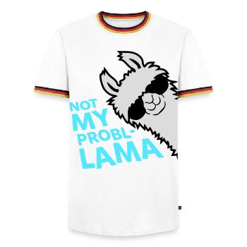 Lama Not My Problama Cool Sonnenbrille Seitlich - Männer Kontrast-T-Shirt - Weiß/Dreifarbig - Vorne - AI Model Female 172 light (172cm) & AI Model Male 185 light (185cm)