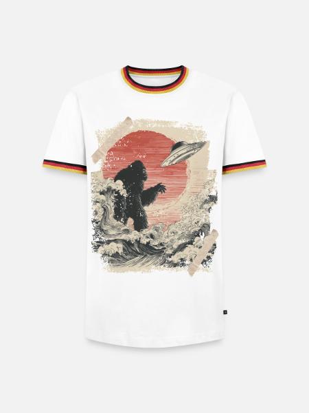 Bigfoot Cryptid Design Fabelwesen Ufo - Männer Kontrast-T-Shirt - Weiß/Dreifarbig