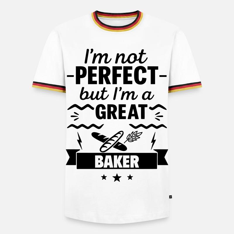 Nicht perfekt aber ein super Bäcker - Männer Kontrast-T-Shirt - Weiß/Dreifarbig