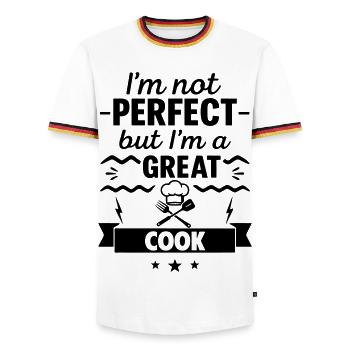I'm not perfect, but I'm a great - Men's Ringer Shirt - white/tricolour - Front - AI Model Female 172 light (172cm) & AI Model Male 185 light (185cm)