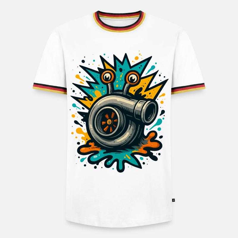 Turbo Schnecke Turbolader Boost Explosion - Männer Kontrast-T-Shirt - Weiß/Dreifarbig
